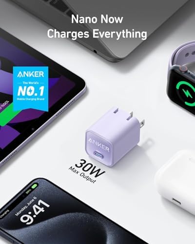 Anker Nano 30 W USB-C Charger Block – Ultra-Compact Fast Charger for i Phone 16/15, Galaxy Devices, & i Pads – Travel-Friendly Design with Power IQ 3.0 for Rapid, Efficient Charging & Enhanced Device Life – Perfect for Mag Safe Accessories and On-the-Go Power Needs