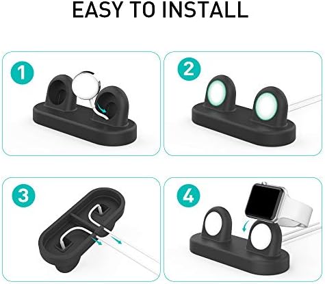 Delidigi Premium Dual Charger Stand for Apple Watch: Fast, Stylish, and Compatible with All Series (Ultra 2, SE, 1-10) – High-Quality Silicone Dock for Simultaneous Charging of Two Smartwatches, Perfect for Home or Travel Use
