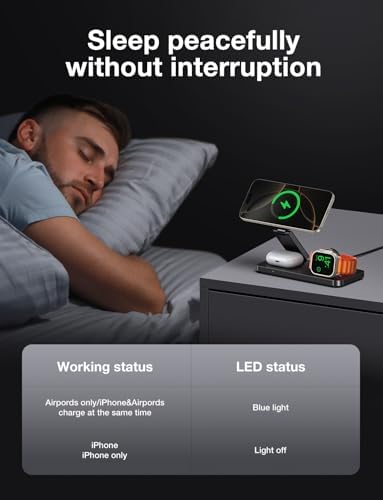 Ultimate 3-in-1 Apple Device Charging Station: Fast Wireless Charger for i Phone 16/15/14/13/12, Apple Watch & Air Pods – Sleek, Compact Design with Enhanced Speed and Versatile Functionality for Home or Office Use