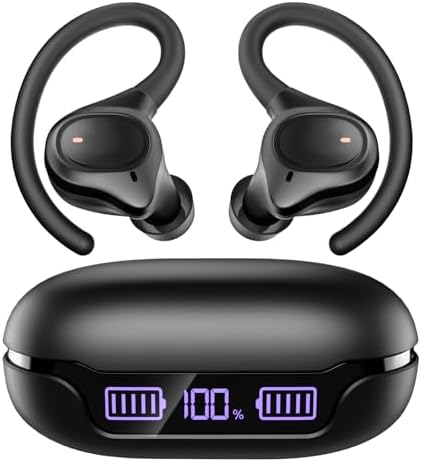 APEKX Sports True Wireless Earbuds – Secure Earhook Design for Small Ears, IPX7 Waterproof Bluetooth Headphones with 40-Hour Playtime, Perfect for Active Lifestyles and Workouts (Black) – Enhanced Compatibility for i Phone and Fast Pairing
