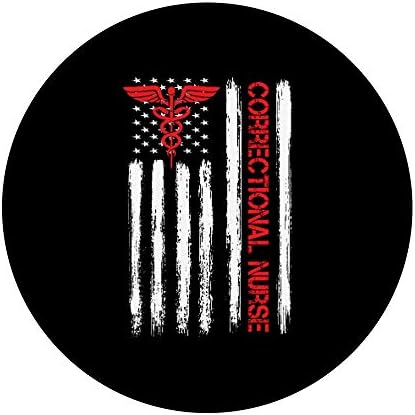 Correctional Nurse Nursing Patriotic US American Flag Gift PopSockets PopGrip: Swappable Grip for Phones & Tablets – Enhanced Compatibility and Speed