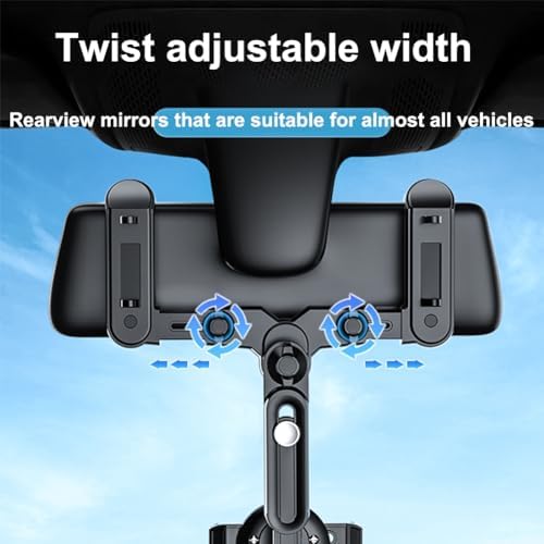 Ultimate 360° Rotating Rearview Mirror Phone Holder for Cars – Superior Anti-Shake Technology with Adjustable Arms for All Smartphone Models – Effortless Hands-Free Navigation & Communication – Must-Have Car Accessory Enhancing Driver Safety and Convenience