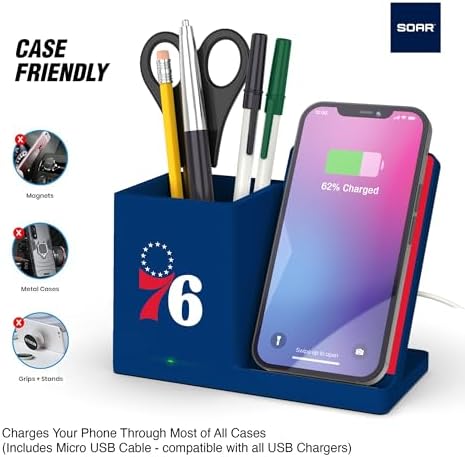 SOAR Smart Wireless Charger & Stylish Desktop Organizer – Fast 10 W Charging for Qi-Enabled Devices, Clutter-Free Workspace Solution with Built-in Storage and Safety Features
