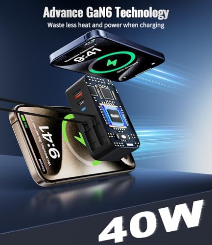 Ultimate 4-in-1 Retractable Wall Charger with Dual USB Ports – 40 W Fast Charging for i Phone 16/15/14/13, Galaxy S24/S23, LG & Pixel – Compact Multi-Device Charger with Tangle-Free Cables for Enhanced Portability and Compatibility