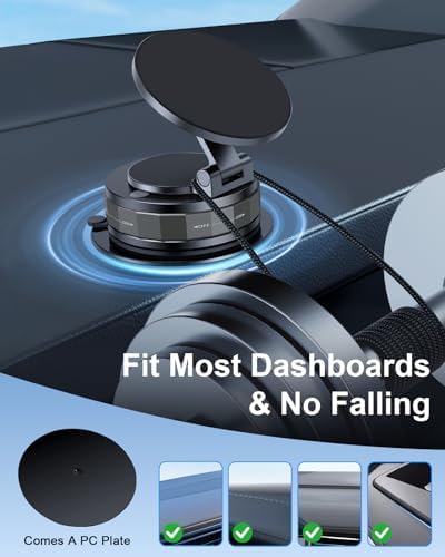 N56 Ultra Magnetic Car Phone Holder for i Phone 14-17 Pro Max and Mini – Heavy-Duty Suction Cup Mount with 360-Degree Rotation – Ideal Dashboard, Windshield, and Wall Solution for Enhanced Mag Safe Use and Safe Driving Experience