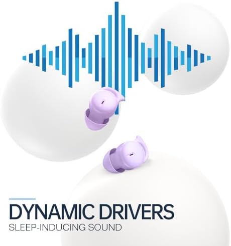 Ultimate Comfort Sleep Earbuds – Bluetooth 5.3 Wireless Noise-Canceling Headphones for Side Sleepers in Elegant Purple – Perfect for Tranquil Nights, Travel, and Mindful Meditation, Designed for Uninterrupted Relaxation and Effortless Connectivity