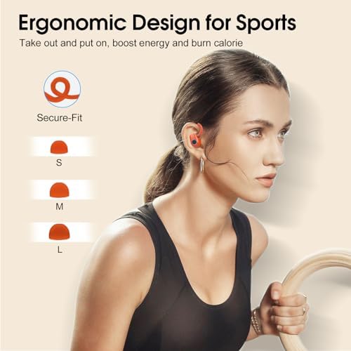 Poounur Bluetooth 5.3 Wireless Sport Earbuds – 50 Hours Playtime, IP7 Waterproof, Noise-Cancelling Headphones with Earhooks and Dual LED Display for Ultimate Comfort and Sound Quality – Perfect for Active Lifestyles and Outdoor Adventures
