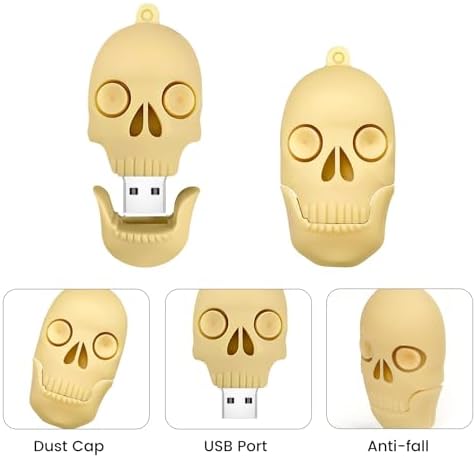 Skull Shaped 64 GB USB Flash Drive – Unique Personality Memory Stick for Stylish Data Storage | Borlter Clamp Cool USB 2.0 Thumb Drive Perfect for Gifts & Everyday Use | Durable, Portable & Compatible with All Devices