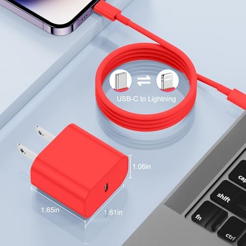 Lightning-Fast 20 W Apple Charger with MFi Certification – 6 ft USB-C to Lightning Cable Included for i Phone 14 Pro Max/14/13 Pro/12 Mini/12/11 & i Pad Air – Compact Power Block for Ultimate Portability and Rapid Charging Efficiency