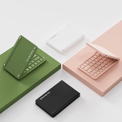 Ultimate Mini Wireless Folding Keyboard for Travel – Sync 3 Devices Effortlessly, Premium Aluminum Design for i Phone, i Pad, Mac, Android & Windows – Compact & Portable Full-Size Typing Solution