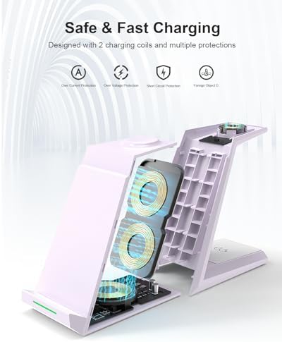 Revolutionize Your Charging Experience with the ADADPU 3-in-1 Wireless Charging Station for i Phone, Apple Watch, and Air Pods – Seamlessly Power Up Your i Phone 16 Pro Max, 15, 14, 13, 12, 11 Pro Max, XR, 8 Plus, and Watch Series 2-8 with Included 5 ft Cable and Adapter – Stylish, Space-Saving Design for Effortless Organization and Rapid Charging Efficiency