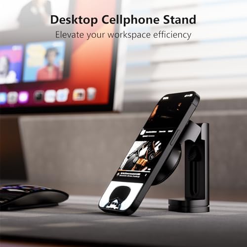 MiiKARE Airplane Travel Essentials Magnetic Phone Holder, Universal Handsfree Phone Mount for Flying with 360 Degree Rotation, Travel Must Haves Phone Stand for Desk, Tray Table, Black – Enhanced Compatibility and Speed