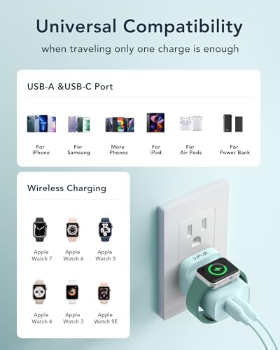 VRURC Portable Wireless Magnetic Charger for Apple Watch – 3-in-1 Travel Essential with PD 20 W Fast Charging, Compatible with i Phone 16/15/14/13 & Android Devices – Lightweight Design in Stylish Purple for Ultimate Convenience