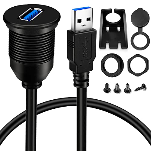 Enhance Your On-the-Road Connectivity with BATIGE 5-Pack Waterproof USB 3.0 Male to Female Flush Mount Extension Cables – 1 ft Durable High-Speed Data Transfer for Cars, Trucks, Boats & Motorcycles – Streamlined Design for Neat Installations and Superior Device Management