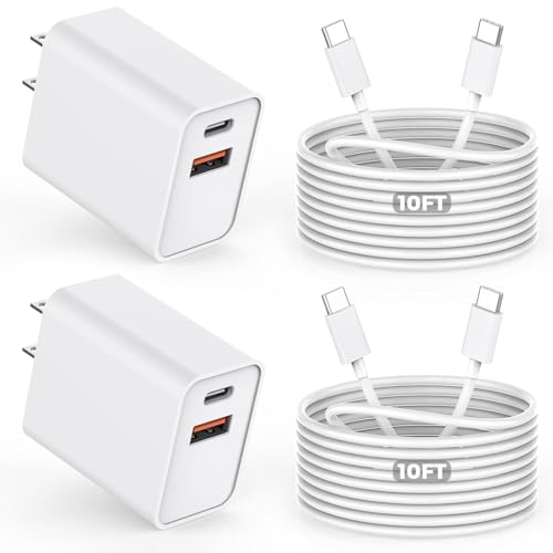 10 FT i Phone 16 e Fast Charging Kit: Dual-Port 20 W USB C + A Power Adapter with Extended 10-Foot Cable for Uninterrupted Charging of i Phone 16 Series & i Pad Pro/Air/Mini – Superior Speed & Compatibility for Home, Office, and Travel