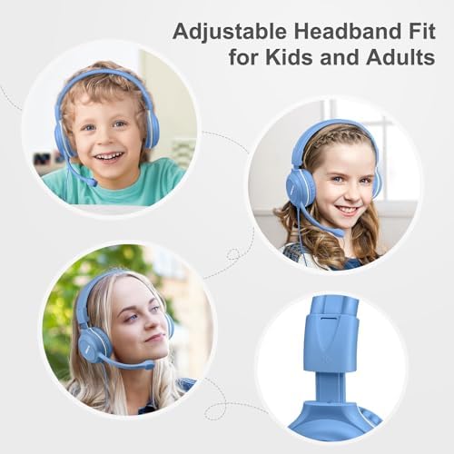 Stylish Pink Kids’ Headphones with Noise-Canceling Boom Mic – Simolio Wired On-Ear Stereo Headset for School, Gaming & Learning – Comfortable, Safe Volume Control & Durable Design for Girls, Teens & Students