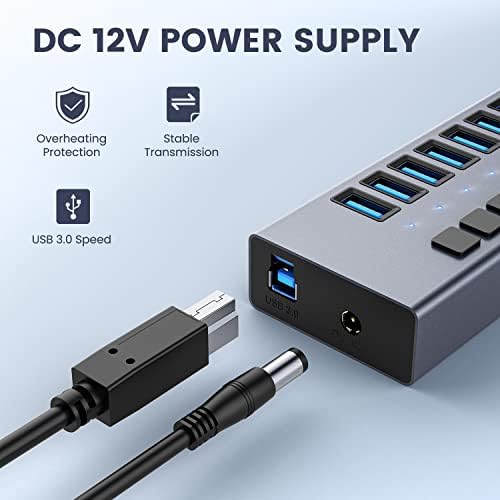 Unleash Your Productivity with the ACASIS 10-Port USB C Hub – Ultra-Fast 10 Gbps Data Transfer, 60 W Power Adapter, Individual Port Control, and Stylish Aluminum Build for Seamless Multi-Device Connectivity in Any Professional Environment