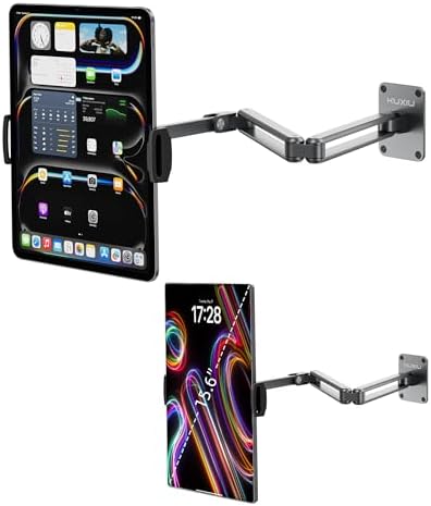 Premium Aluminum Alloy Tablet Wall Mount Holder – 360° Adjustable Arm for i Pad Pro, Air, and Samsung Galaxy Tabs – Foldable Portable Monitor Stand for Effortless Viewing and Space Optimization in Home and Office Environments