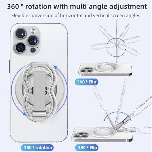 Elevate Your Smartphone Experience with RESPECTED-BRO 4-in-1 Magnetic Phone Grip Stand – Ultimate Kickstand, Secure Finger Strap, and Universal Compatibility for i Phone & Android (Silver) – Perfect for Hands-Free Convenience and Enhanced Usability