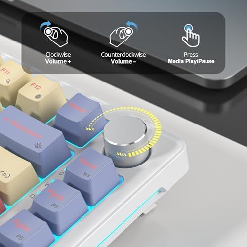 Transform Your Gaming Setup with the 75% Monster B Wired Mechanical Keyboard – 82 Keys, Gasket Mount Design, Hot-Swappable White Switches, RGB Lighting, Programmable Features for Mac/Windows – Unmatched Speed and Comfort for Gamers and Professionals