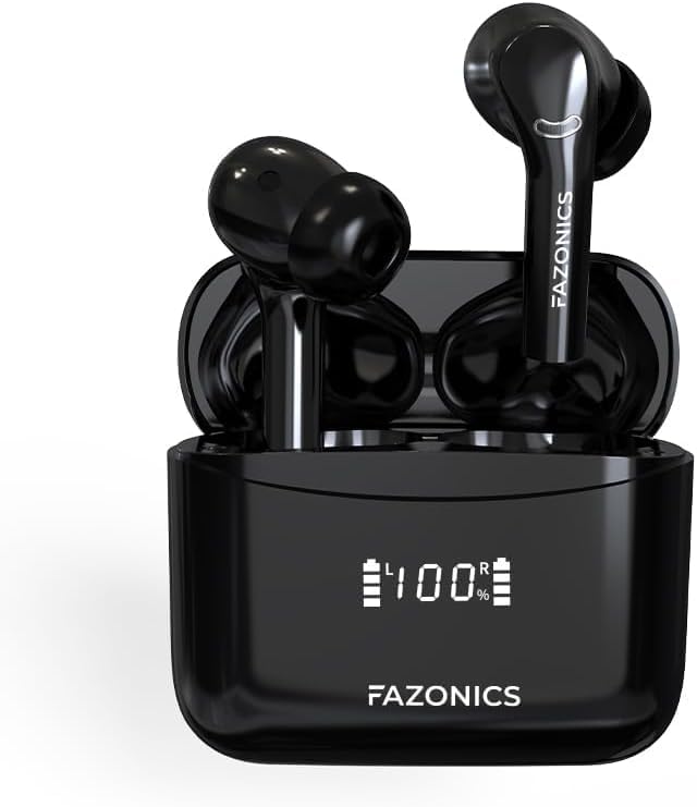 Experience Ultimate Audio Freedom with Quickpods M50 Pro True Wireless Earbuds – Bluetooth 5.3 with ANC & ENC, 36-Hour Playtime, IPX5 Waterproof Design, Ergonomic Comfort for i Phone & Android Users – Stylish Black with LED Power Display Charging Case
