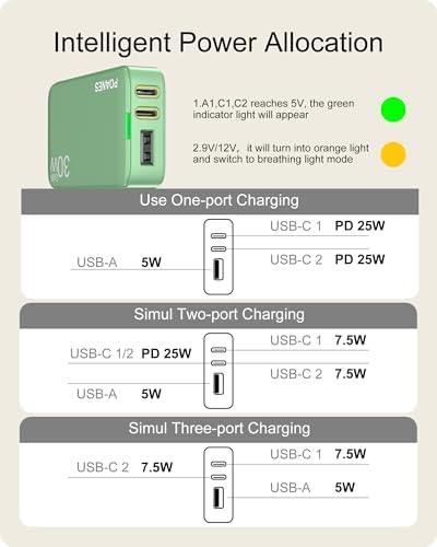 Sleek Light Blue 30 W Dual-Port USB Wall Charger – Ultra-Fast Charging for i Pad Pro, i Phone 12/14/15 & Galaxy S22 – Compact & Travel-Friendly Design with Advanced Safety Features for Effortless Connectivity