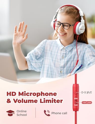 i Clever Kids Headphones: Safe 85 d B Volume-Limited Over-Ear Stereo Sound for Children – Foldable, Lightweight, and Compatible with i Pads and Computers for Easy Travel and Learning