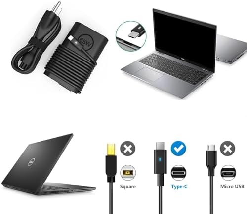 High-Speed 65 W USB-C Laptop Charger for Dell XPS 13, 15 & Latitude Series – Universal Compatibility, Fast Charging Power Adapter for Optimal Performance, Energy-Efficient Design, Works with Multiple Models Including 9380, 9550, 7420 and More – Essential Accessory for Professionals and Students