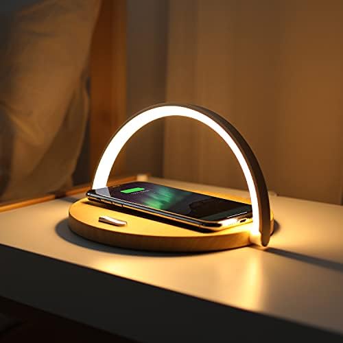 Transform Your Space with the mooas Premium Wireless Charging Nightlight – 15 W Fast Charger for i Phone 15/14 Pro & Galaxy S24/S23/S22 – Touch Control with Adjustable Brightness Levels for Ambiance & Functionality – Elegant Wood Design for Modern Decor