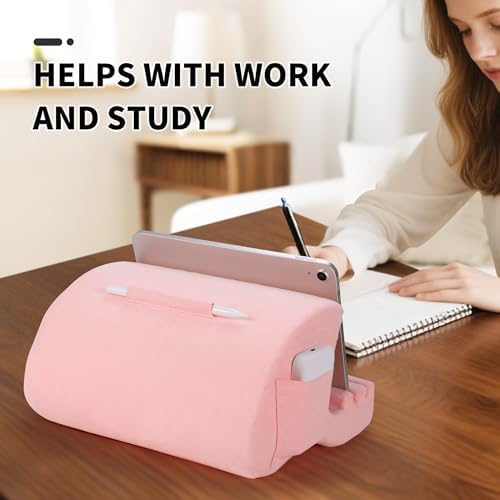 Crea Dream Adjustable Tablet Pillow Stand – Ergonomic Lap and Bed Holder for 4-13 Inch Devices, Featuring Three Customizable Viewing Angles for Maximum Comfort and Support – Perfect i Pad, Kindle, and Galaxy Tab Accessory in Sleek Gray Design for Effortless Use at Home or On-the-Go