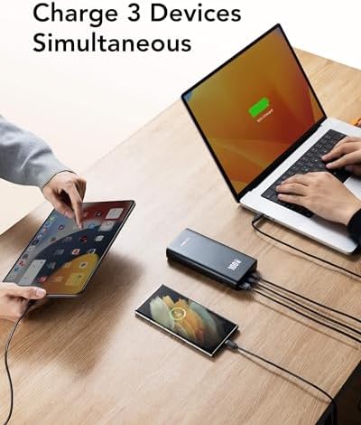 VEEKTOMX 65 W Fast Charging Laptop Power Bank – 20000 m Ah Portable USB-C PD 3.0 Charger for Mac Book, i Phone 15/14/13, i Pad, Samsung, Steam Deck – Ultimate Travel Companion with LED Display & Multi-Device Support