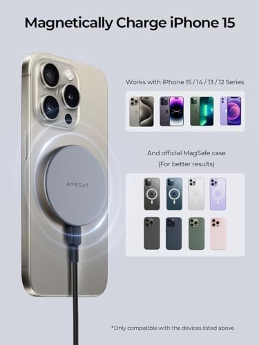 Mag Fusion Aura 15 W Qi2 Certified Magnetic Wireless Charging Pad – Fast, Effortless Charging for i Phone 16/15/14/13/12 Series – Stylish Design with Enhanced Safety and Non-Slip Surface for Home & Travel Use