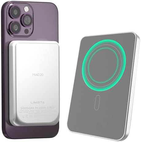 Magnetic Wireless Portable Power Bank – 5000 m Ah Dual USB-C Charger with 18 W Speed & Visually Impaired Friendly Beeper – Ultimate Compatibility for i Phone 15/14/13/12/Pro/Max – Stay Charged Anywhere, Anytime!