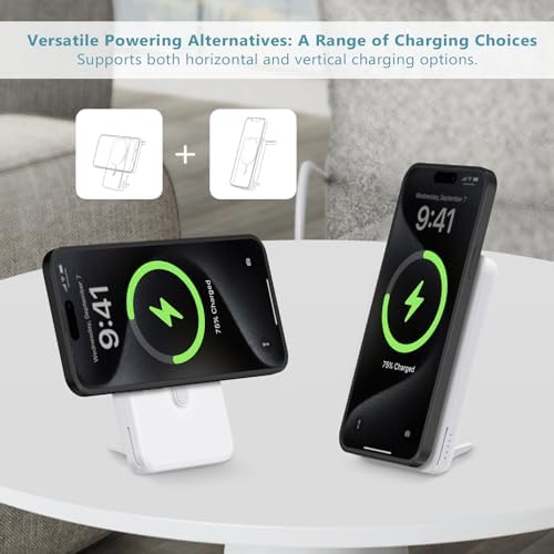 DDUAN 10000 m Ah Mag-Safe Wireless Power Bank – Dual Charging Solution for i Phone 15/14/13/12 & All Apple Watch Series with USB-C Cable – Sleek Portable Design for On-the-Go Convenience and Fast Charging Performance