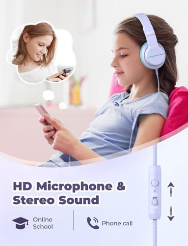 i Clever Kids Headphones: Safe 85 d B Volume-Limited Over-Ear Stereo Sound for Children – Foldable, Lightweight, and Compatible with i Pads and Computers for Easy Travel and Learning