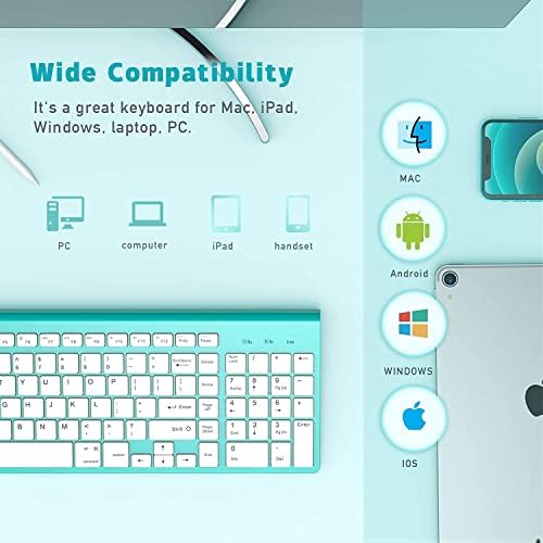 Sleek JOYACCESS J Wireless Keyboard – Ultra-Compact 2.4 G Slim Design with Numeric Keypad for Effortless Typing on Laptops, Mac Book Air, and PCs – Elegant Silver & White Finish for Modern Workspaces – Perfect for Professionals and Students Seeking Enhanced Productivity
