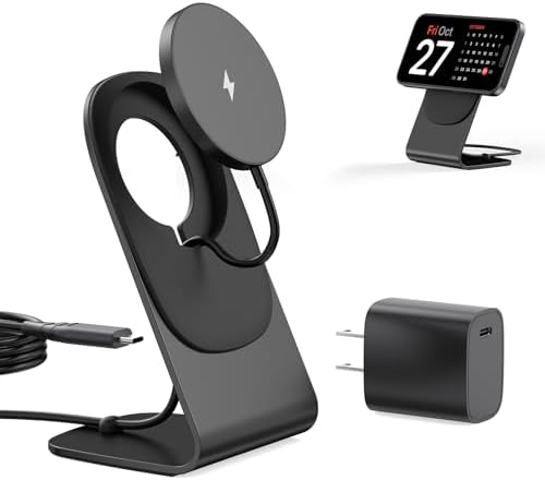 Elevate Your Charging Experience: Premium Magnetic Wireless Charger for i Phone 16/15/14/13/12 with 20 W USB-C Adapter – Fast, Elegant, and Versatile Charging Stand/PAD in Luxurious Gold – Enhanced Compatibility for Pro Max, Plus, Mini Models with 5 ft Cable for Ultimate Flexibility