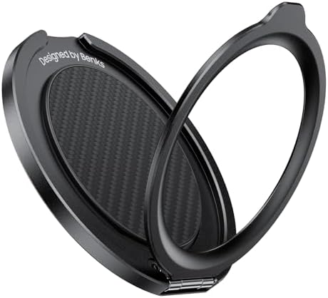 Premium BENKS Magnetic Phone Grip Ring Holder for Mag Safe – 360° Rotatable Adjustable Stand for i Phone 16/15/14/13/12 Series – Sleek Black Design for Enhanced Security and Hands-Free Comfort – Ideal for On-the-Go Usage and Effortless Device Control