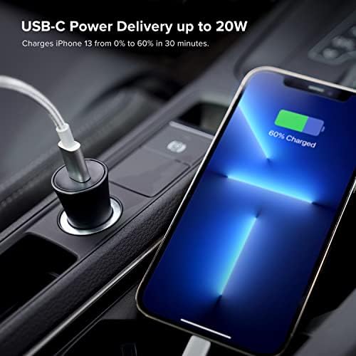 i Ottie Rapid Volt 30 W High-Speed Car Charger – USB-C Power Adapter for Google, Samsung & Apple Devices – Compact & Durable Fast Charger with Safety Features for On-the-Go Charging
