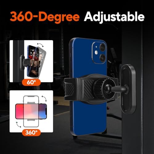 Revolutionize Your Workout with the 360° Adjustable Magnetic Phone Holder – Ultimate Gym Accessory for All Smartphones, Effortless Attachment to Metal Surfaces, Compact Design for On-the-Go Fitness Enthusiasts, Secure Your Device During Intense Workouts, Enhanced Versatility for Home, Gym, or Outdoor Use, Durable and Easy to Clean for Long-Lasting Performance