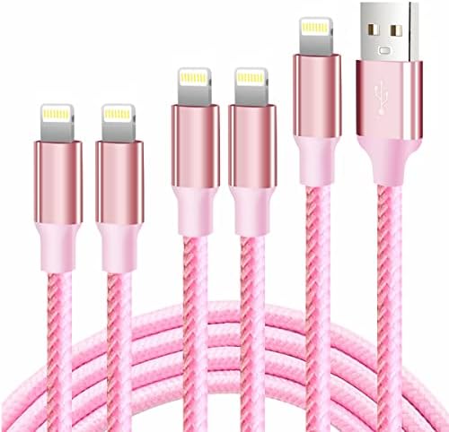 Premium 5-Pack i Phone Charger Set: MFi Certified Nylon Braided Fast Charging Cables (3 FT, 6 FT, 10 FT) for i Phone 14/13/12/11/X/Max/8/7/6/5/SE/i Pad – Unmatched Durability & Versatile Lengths for Every Lifestyle