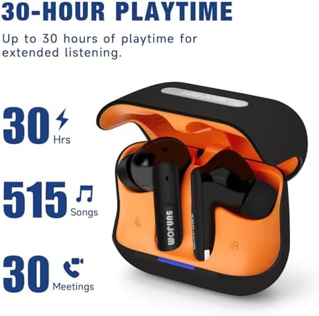 Premium Hybrid Active Noise Cancelling Wireless Earbuds with 6-Mic ENC Technology for Crystal-Clear Calls, 30-Hour Extended Battery Life, and Deep Bass – Stylish White Finish with Lightning-Fast Bluetooth 5.4 for Unmatched Comfort and Superior Sound Experience