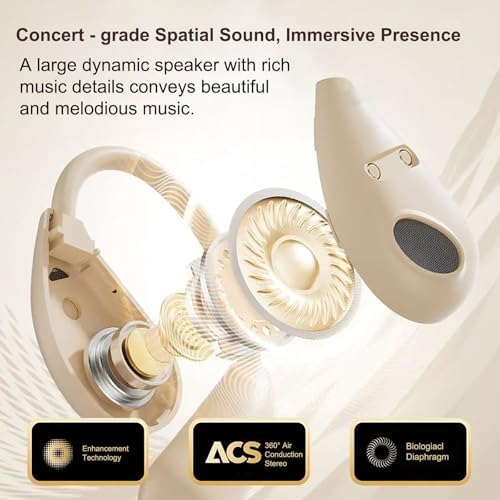 Open Ear Wireless Bluetooth Earbuds for Active Lifestyles – Advanced Air Conduction Technology, Superior Sweat Resistance, and Long-Lasting Battery in LED Charging Case – Ideal for Running, Safe Driving, and Daily Fitness Use