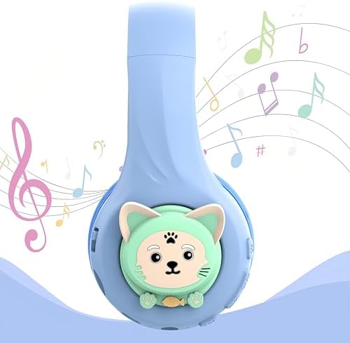Riwbox CB-7 S Wireless Kids Headphones – Safe & Stylish Audio for Young Listeners with Adjustable Volume Control (74/85/95 d B), LED Glow Lights, 50 Hours of Playtime, Bluetooth 5.3 Connectivity, Built-in Microphone & TF Card Slot for School, Travel, and Home Use (Pink & Green) – Ideal for Active Lifestyles