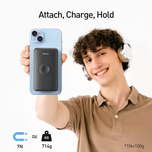 i WALK MAG-X Magnetic Wireless Power Bank with Integrated Apple Watch Charger – 10000 m Ah PD Fast Charging Solution for i Phone 16/15/14/13/12 Series and Apple Watch Ultra/8/7/6/5/4 – Ultimate Portability and Efficiency for On-the-Go Charging