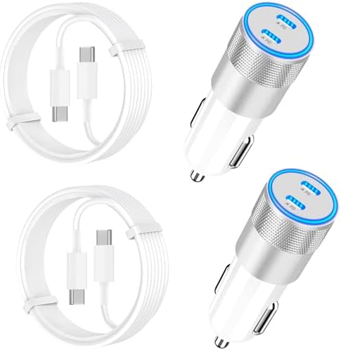 Adeqwat 72 W Dual PD USB-C Car Charger – MFi Certified Fast Charging for i Phone 16 Pro Max, Galaxy S24 & More | 2 Pack Type-C Cable Included | High-Speed Automobile Accessory for Seamless On-the-Go Power Delivery