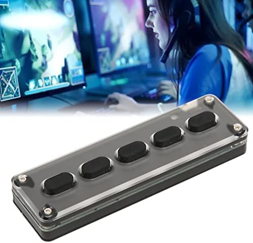 ASHATA 5-Key Programmable Keypad – Dual Mode USB Wired & Bluetooth Mini Keyboard for Office, Gaming & Industrial Use – Customizable Silent Silicone Keys for Ultimate Efficiency in Music Control & Task Management (White)