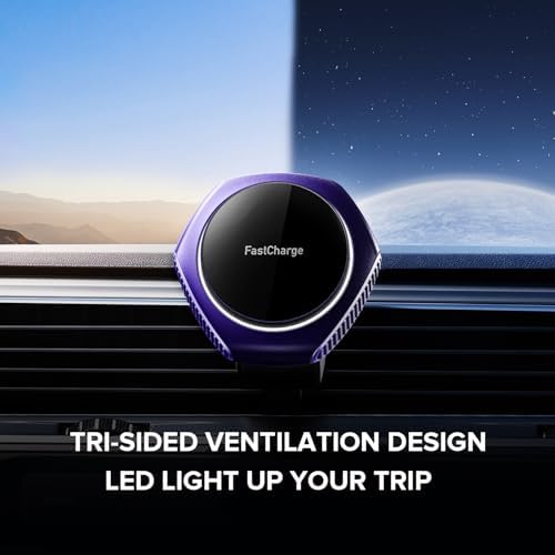 Mag Safe Car Charger Mount for i Phone 15 Series – 15 W Fast Wireless Charging Holder in Chic Purple – Ultimate Mag Safe Compatibility with i Phone 15 Pro Max, Plus, 14, 13, 12, Mini – Enhance Your Driving Experience with Secure Magnetic Grip and Effortless Setup