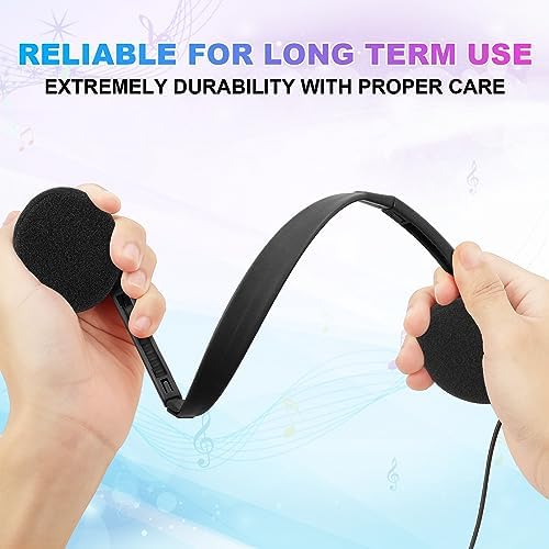 Bulk Classroom Headphones 25 Pack – Premium Durable Wired Earphones for Enhanced Student Learning, Comfortable Fit for Kids and Adults – Superior Sound Quality for Educational Use (HY103, 25 Black)