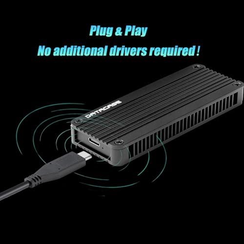 High-Speed Aluminum M.2 NVME SATA SSD Enclosure Adapter – Enhance Your Data Transfer with USB 3.2 Gen 2 (10 Gbps) Technology for M-Key and B+M Key Drives – Portable SSD Case with Carry Bag for Ultimate Convenience and Compatibility Across 2230, 2242, 2260, and 2280 Sizes